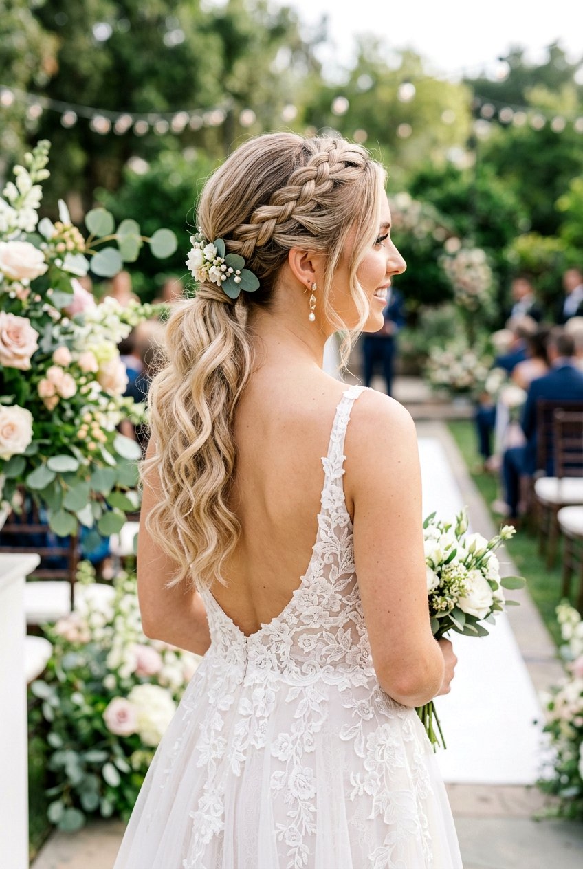 Wedding Ponytail With Side Braid And Waves - 20 wedding ponytail with waves - 20 wedding ponytail with waves