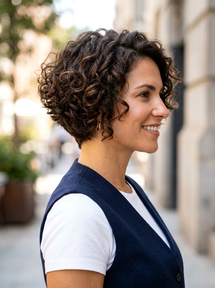 Wedge Curly Chin Length Bob - 20 curly chin length bob for thick curls - 20 curly chin length bob for thick curls