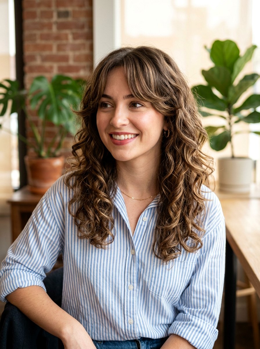 Western Curls With Curtain Bangs - 20 western curls hairstyle - 20 western curls hairstyle