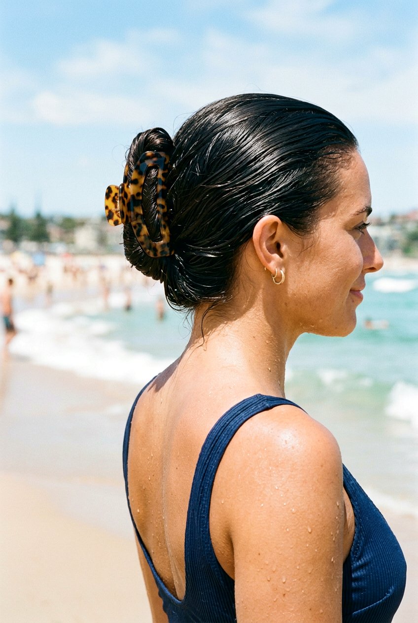 Wet Look Beach Claw Clip - 20 beach claw clip hairstyle - 20 beach claw clip hairstyle