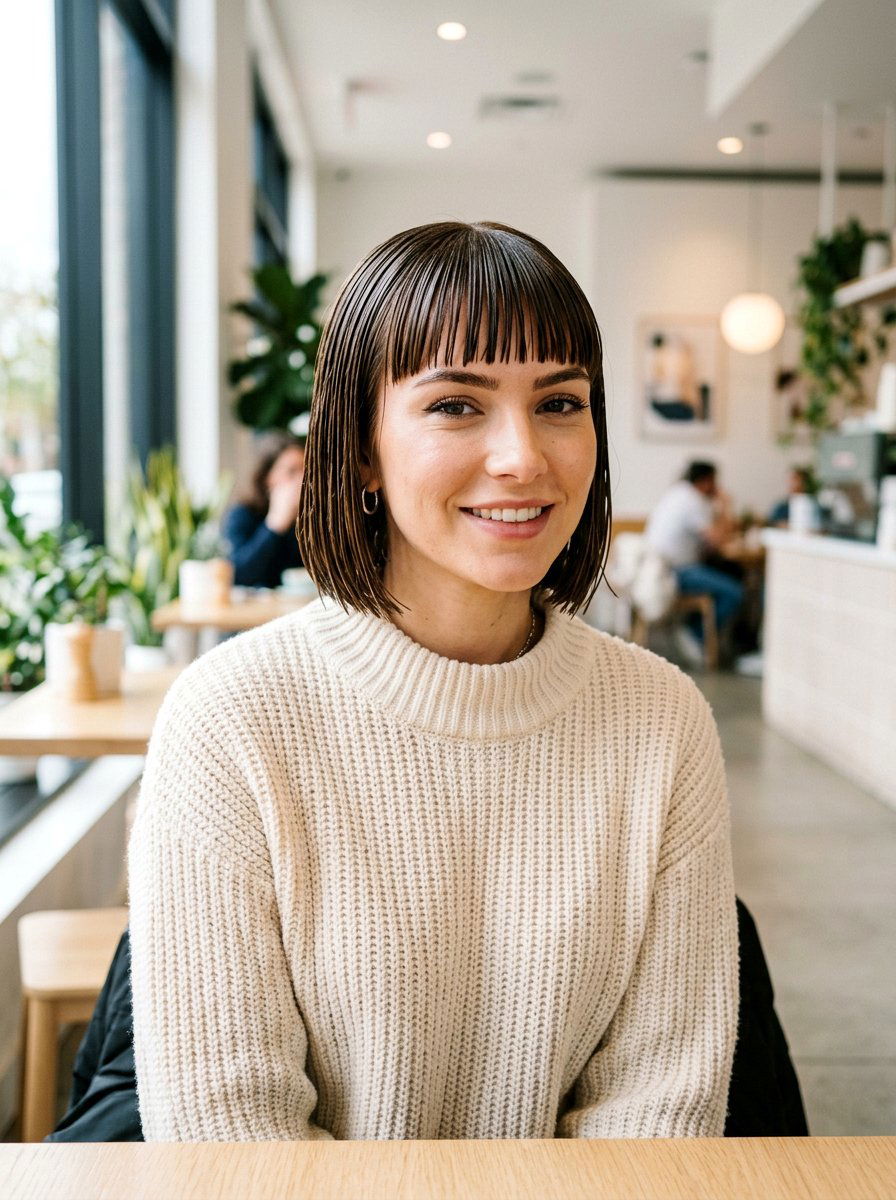 Wet Look Bob With Bangs - 20 wet look bob hairstyle - 20 wet look bob hairstyle