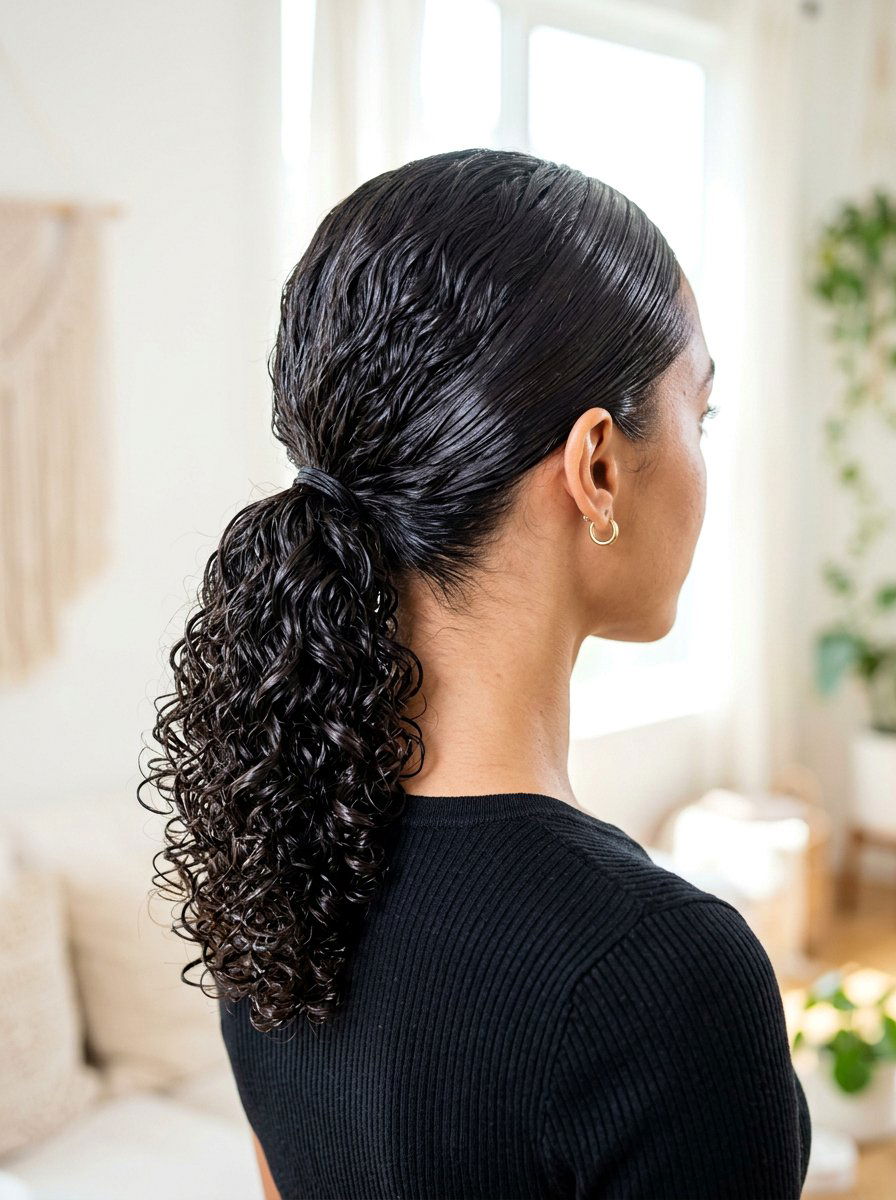 Wet Look Curls Ponytail - 20 wet look curls hairstyle - 20 wet look curls hairstyle