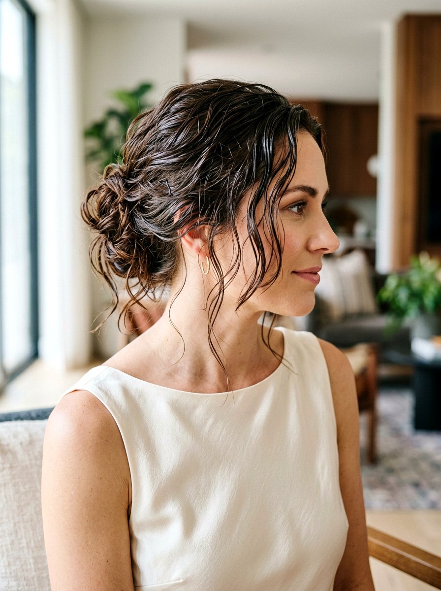 Wet Look Messy Updo - 20 runway wet look hairstyle - 20 runway wet look hairstyle