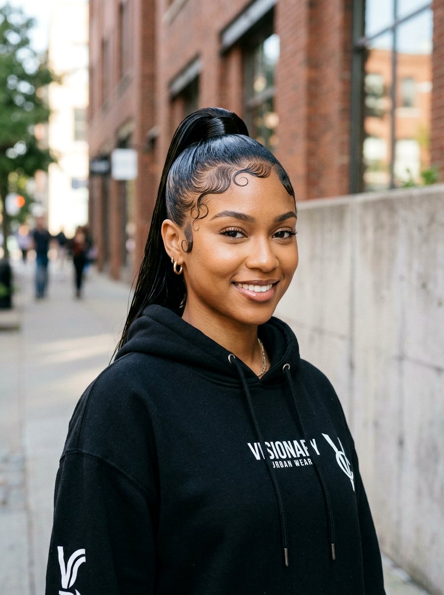 Wet Look Ponytail With Baby Hairs - 20 wet look ponytail hairstyle - 20 wet look ponytail hairstyle