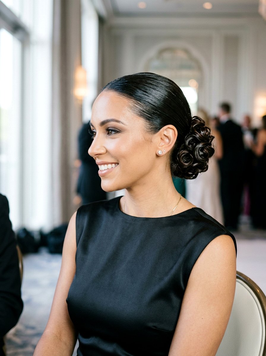 Wet Look Slick Back Bun - 20 slicked back curly bun hairstyle - 20 slicked back curly bun hairstyle