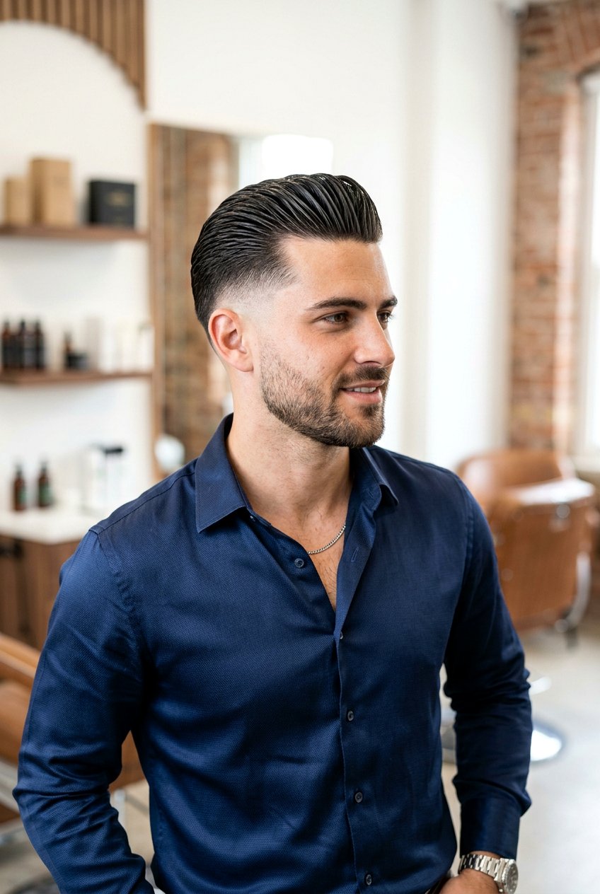 Wet Look Slick Back Taper Fade Men - 20 slick back taper fade men - 20 slick back taper fade men