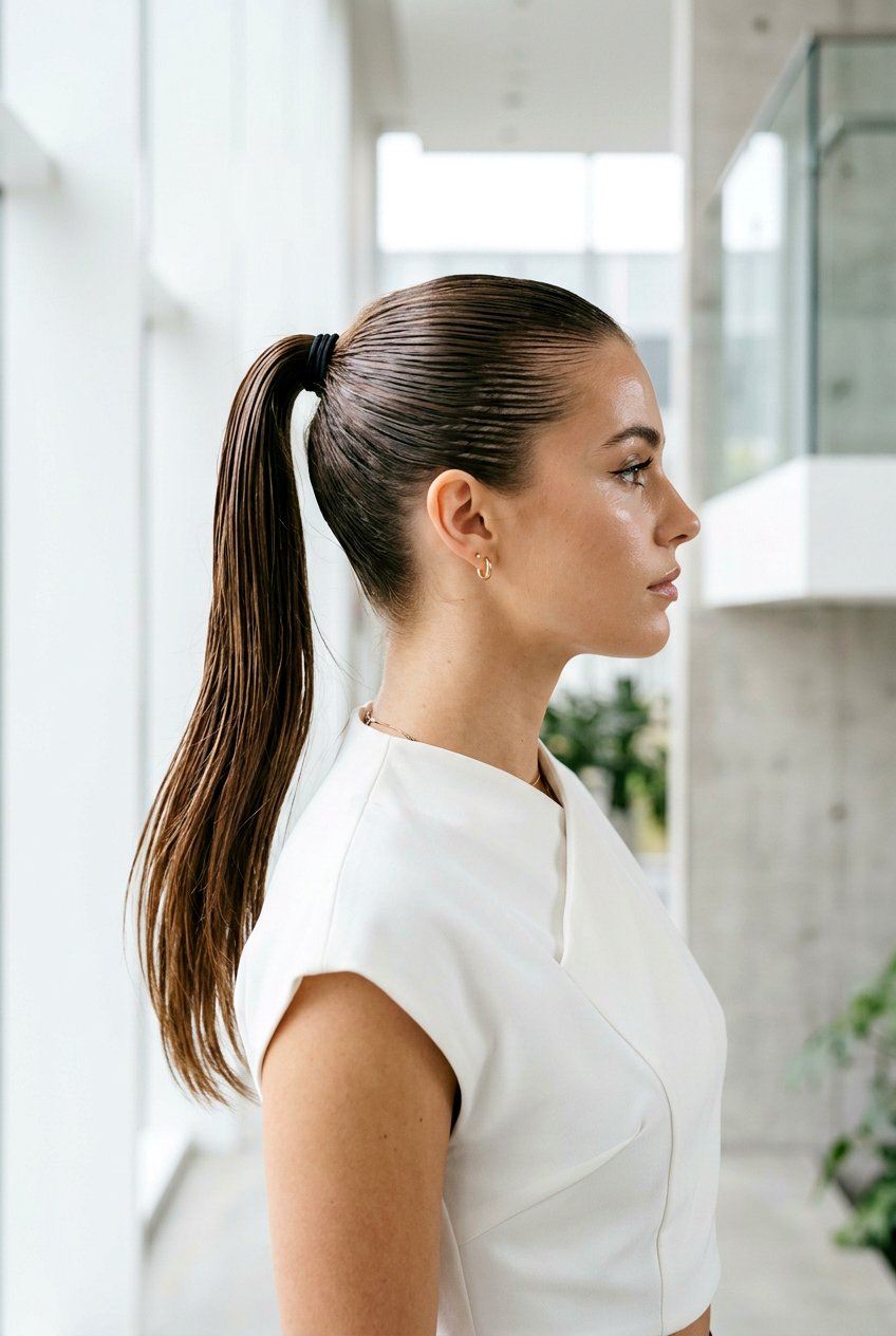 Wet Look Slick Ponytail - 20 clean girl slick ponytail - 20 clean girl slick ponytail