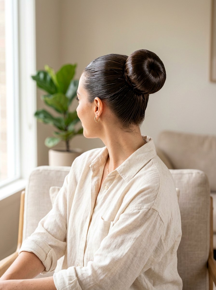 Wet Look Sock Bun - 20 wet look bun hairstyle - 20 wet look bun hairstyle
