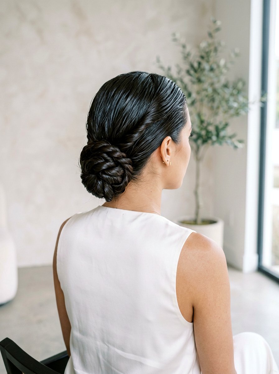 Wet Look Twisted Bun - 20 wet look bun hairstyle - 20 wet look bun hairstyle