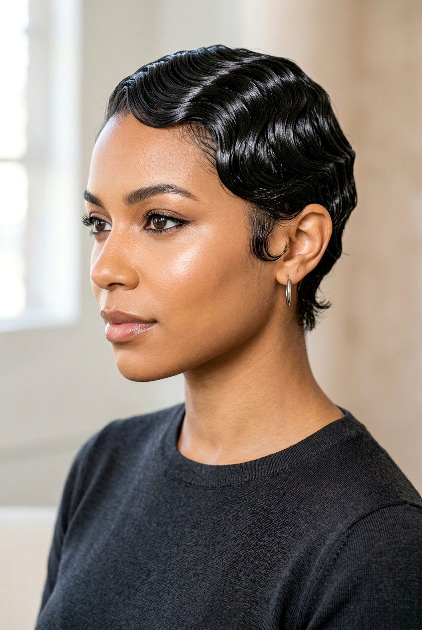 Wet look finger waves - 20 finger waves hairstyle - 20 finger waves hairstyle