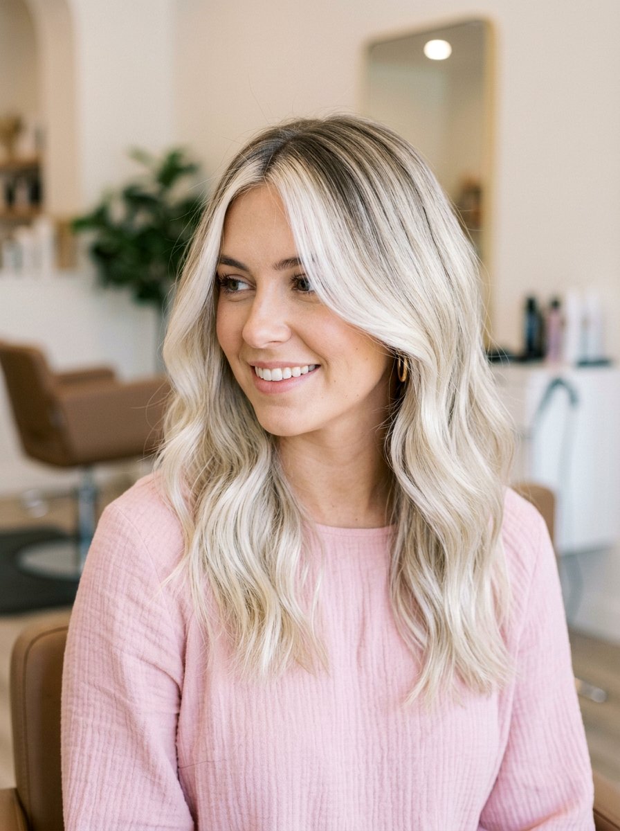 White Blonde Money Piece With Root Smudge Technique - 20 white blonde money piece hair - 20 white blonde money piece hair