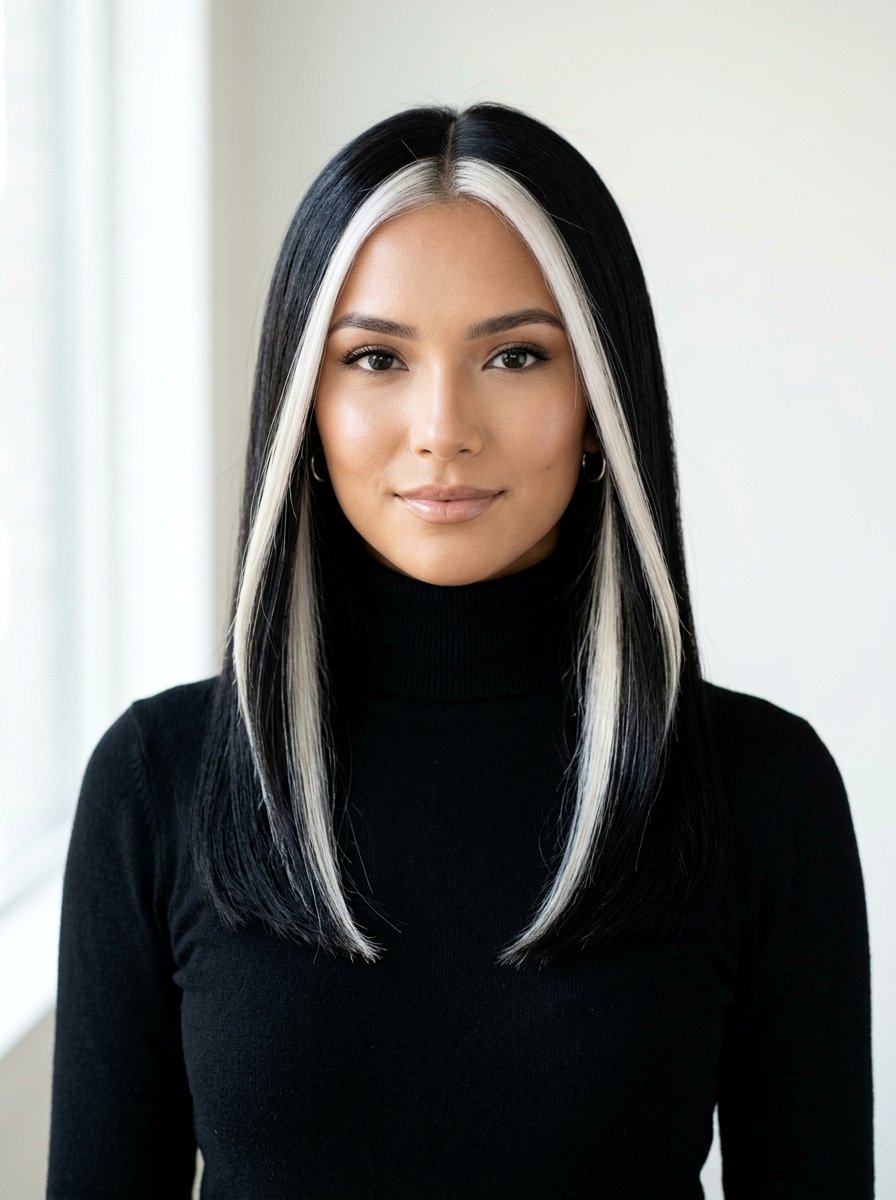 White Blonde Money Piece on Black Hair - 20 white blonde money piece hair - 20 white blonde money piece hair