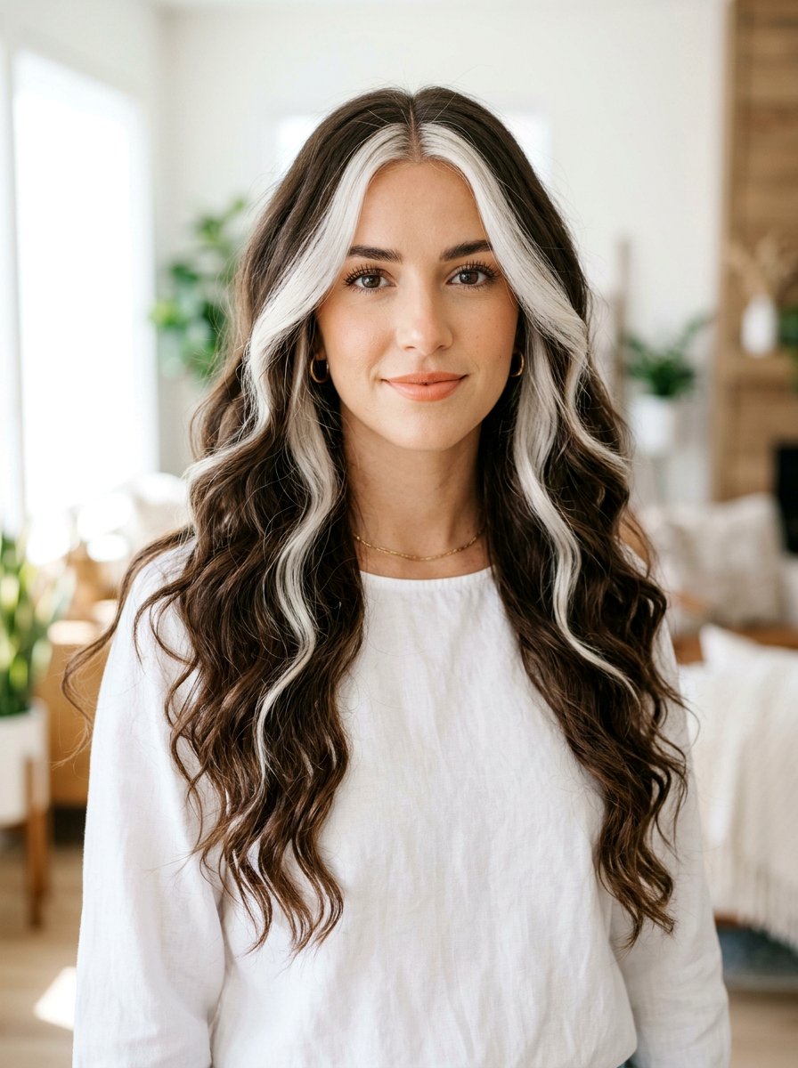 White Blonde Money Piece on Dark Brown Hair - 20 white blonde money piece hair - 20 white blonde money piece hair