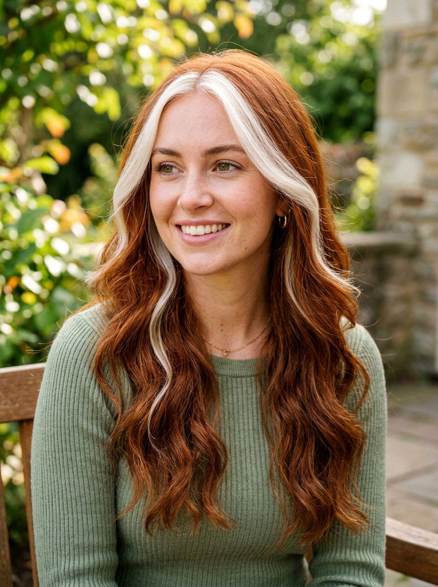 White Blonde Money Piece on Red Hair - 20 white blonde money piece hair - 20 white blonde money piece hair