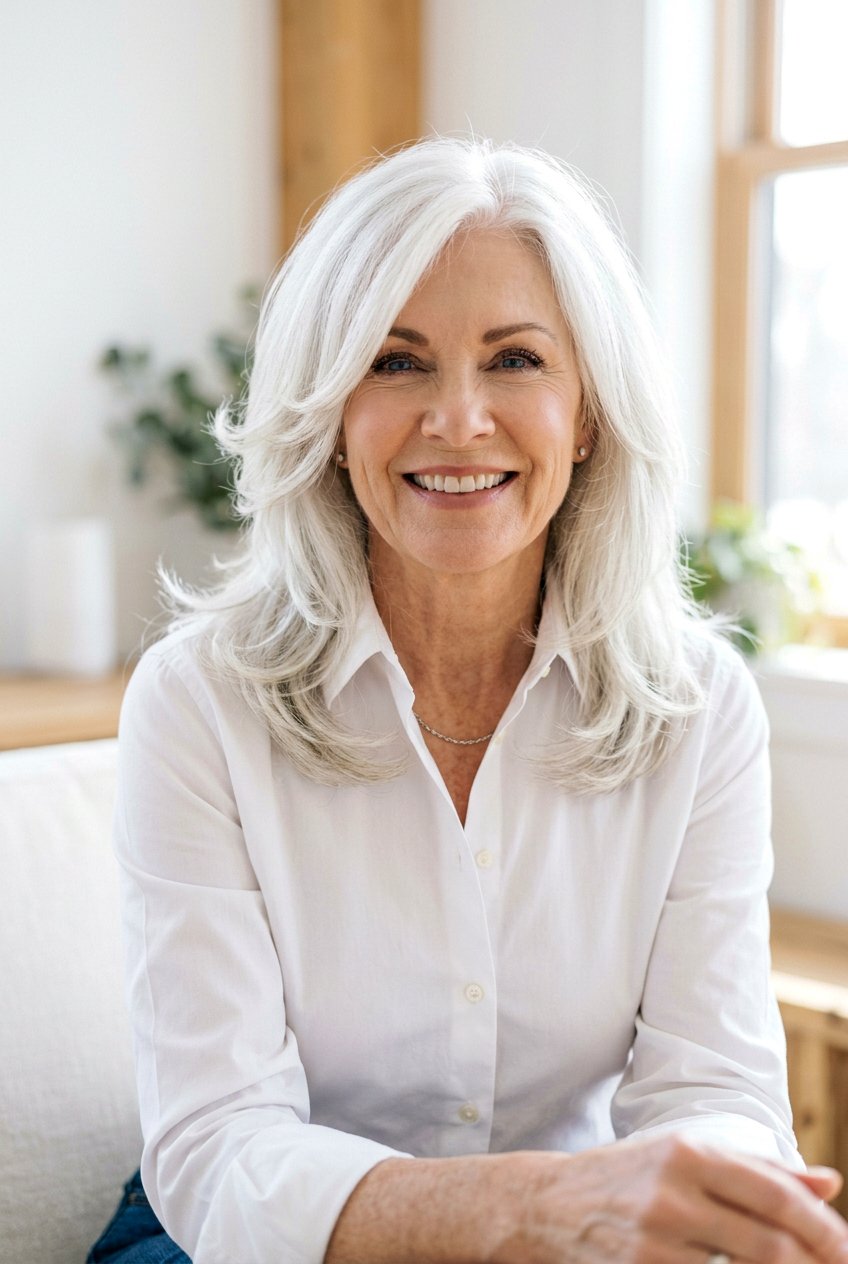 White Hair With Face Framing Layers - 20 gray hair with face framing layers - 20 gray hair with face framing layers