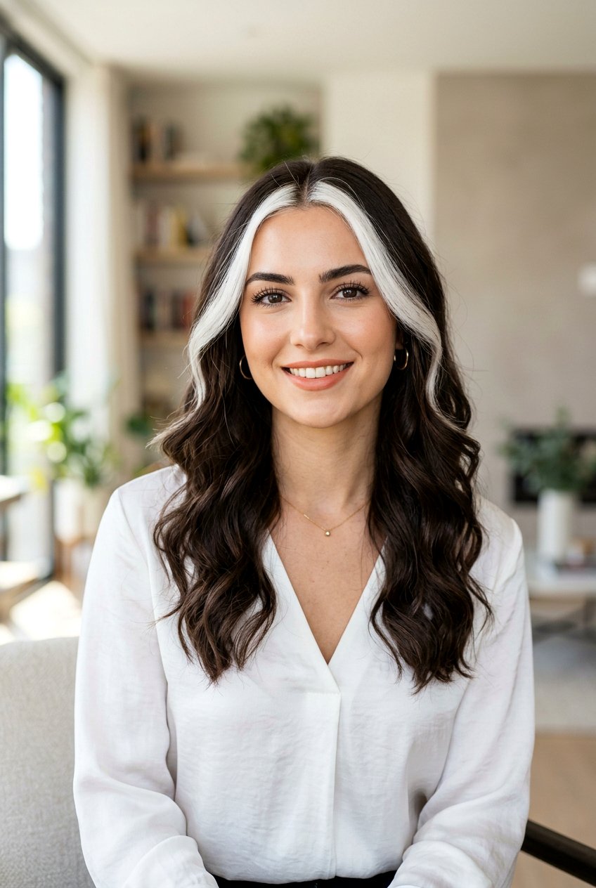 White Money Piece Dark Brown Hair - 20 e girl money piece hair - 20 e girl money piece hair