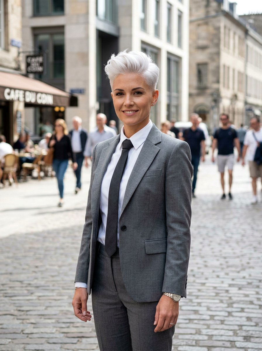 White Pixie With Tapered Fade - 20 white pixie with tapered back - 20 white pixie with tapered back