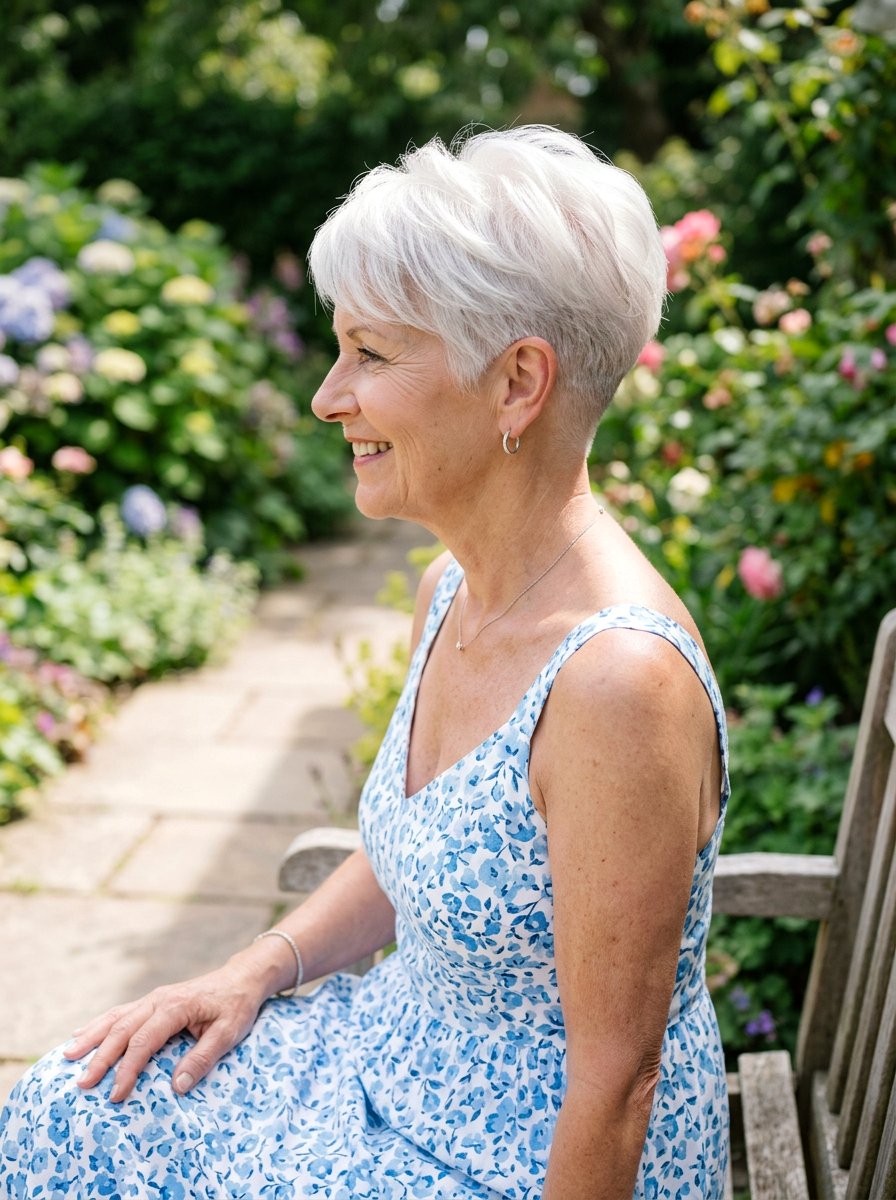 White Pixie With Tapered Nape - 20 white pixie haircut for older women - 20 white pixie haircut for older women