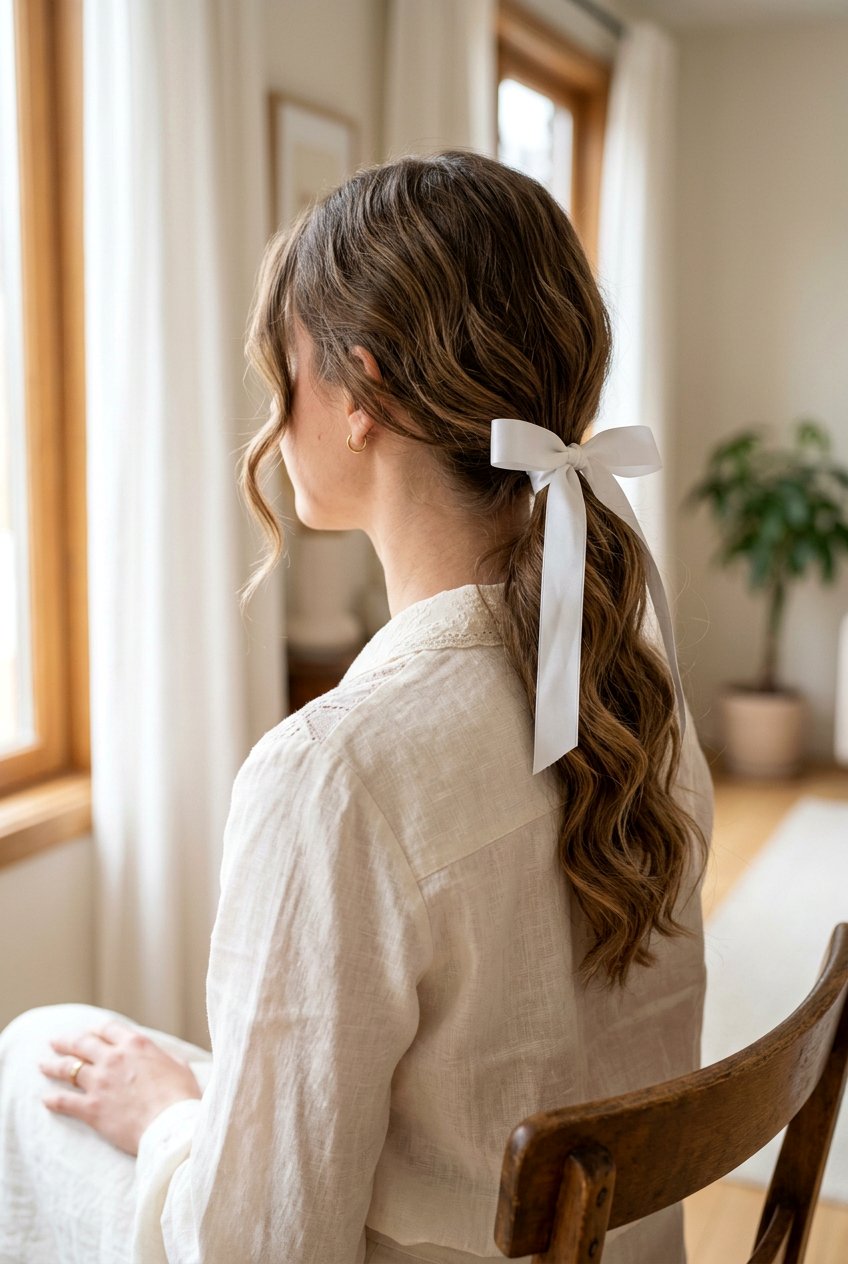 White Ribbon Ponytail - 20 ribbon ponytail hairstyles - 20 ribbon ponytail hairstyles