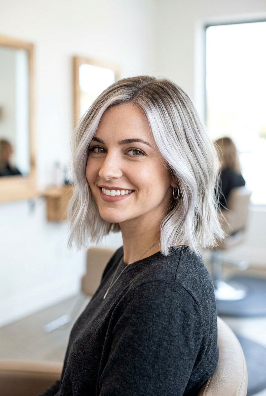 White Silver Balayage Bob Haircut - 20 white silver balayage - 20 white silver balayage