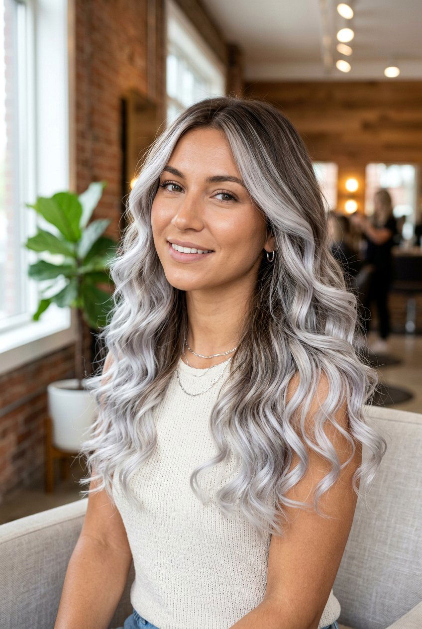 White Silver Balayage For Brunettes - 20 white silver balayage - 20 white silver balayage
