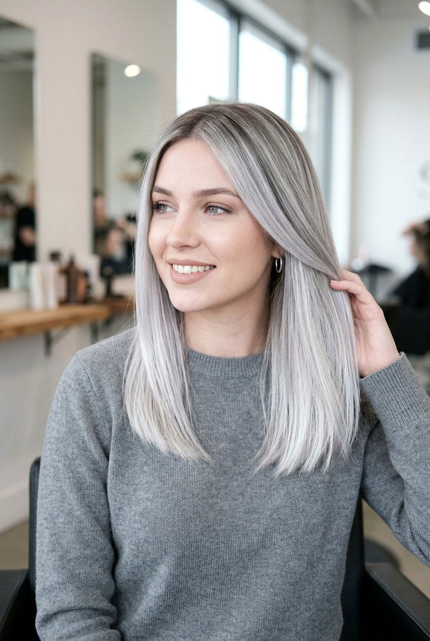 White Silver Balayage For Cool Skin Tones - 20 white silver balayage - 20 white silver balayage