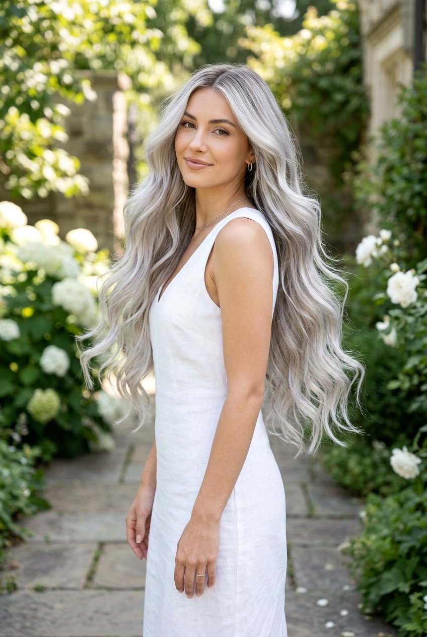 White Silver Balayage For Long Hair - 20 white silver balayage - 20 white silver balayage