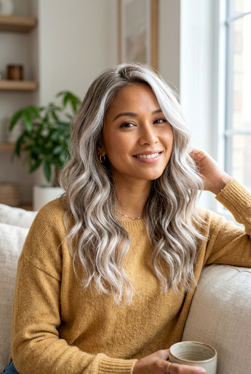 White Silver Balayage For Warm Skin Tones - 20 white silver balayage - 20 white silver balayage