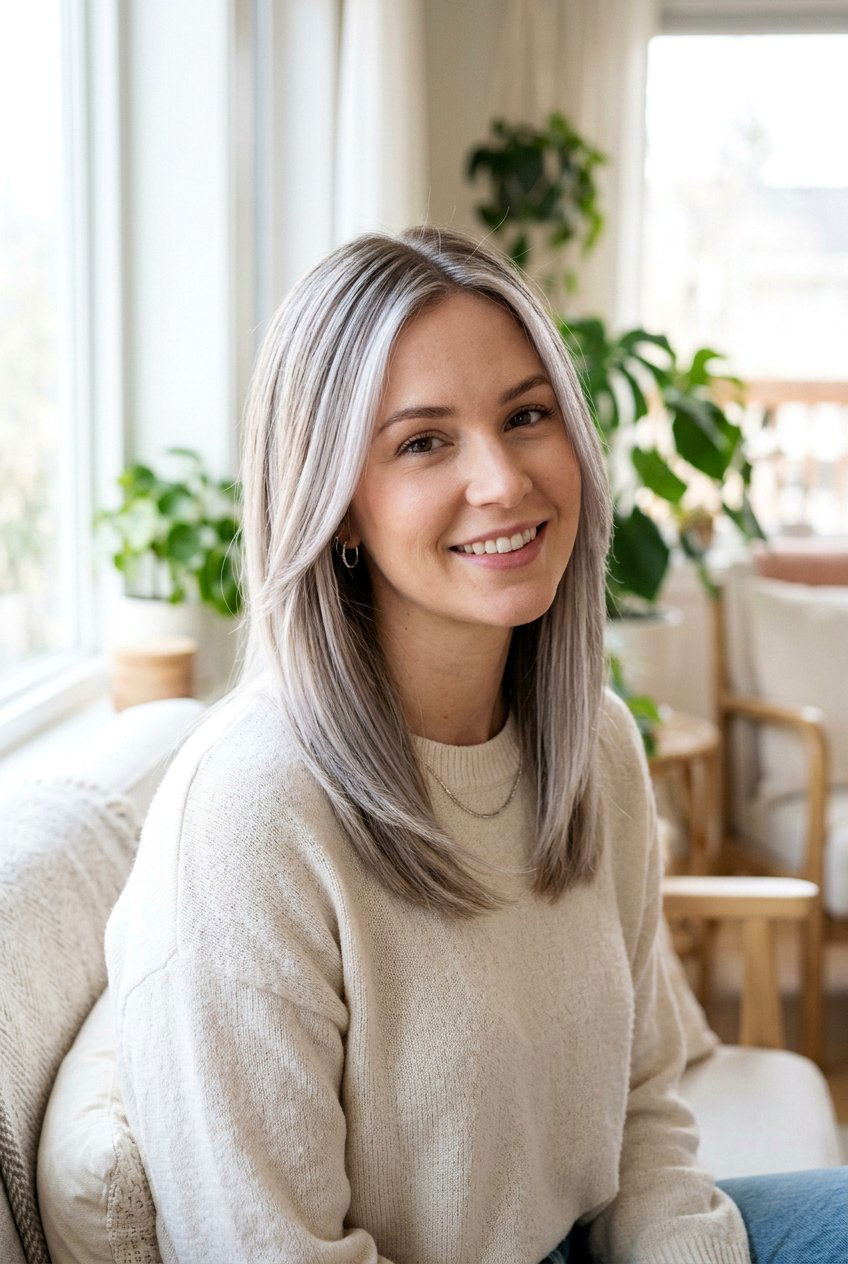 White Silver Balayage On Medium Length Hair - 20 white silver balayage - 20 white silver balayage