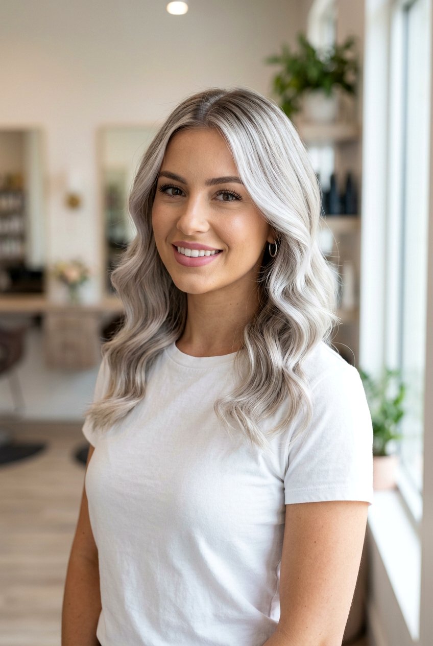 White Silver Balayage With Root Shadow - 20 white silver balayage - 20 white silver balayage