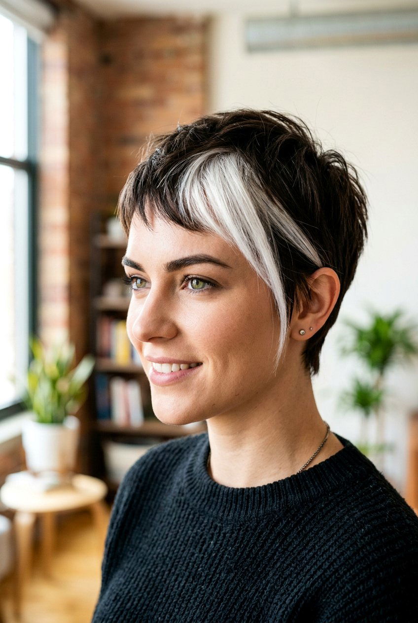 White Skunk Stripe On Short Hair - 20 skunk stripe hair color - 20 skunk stripe hair color