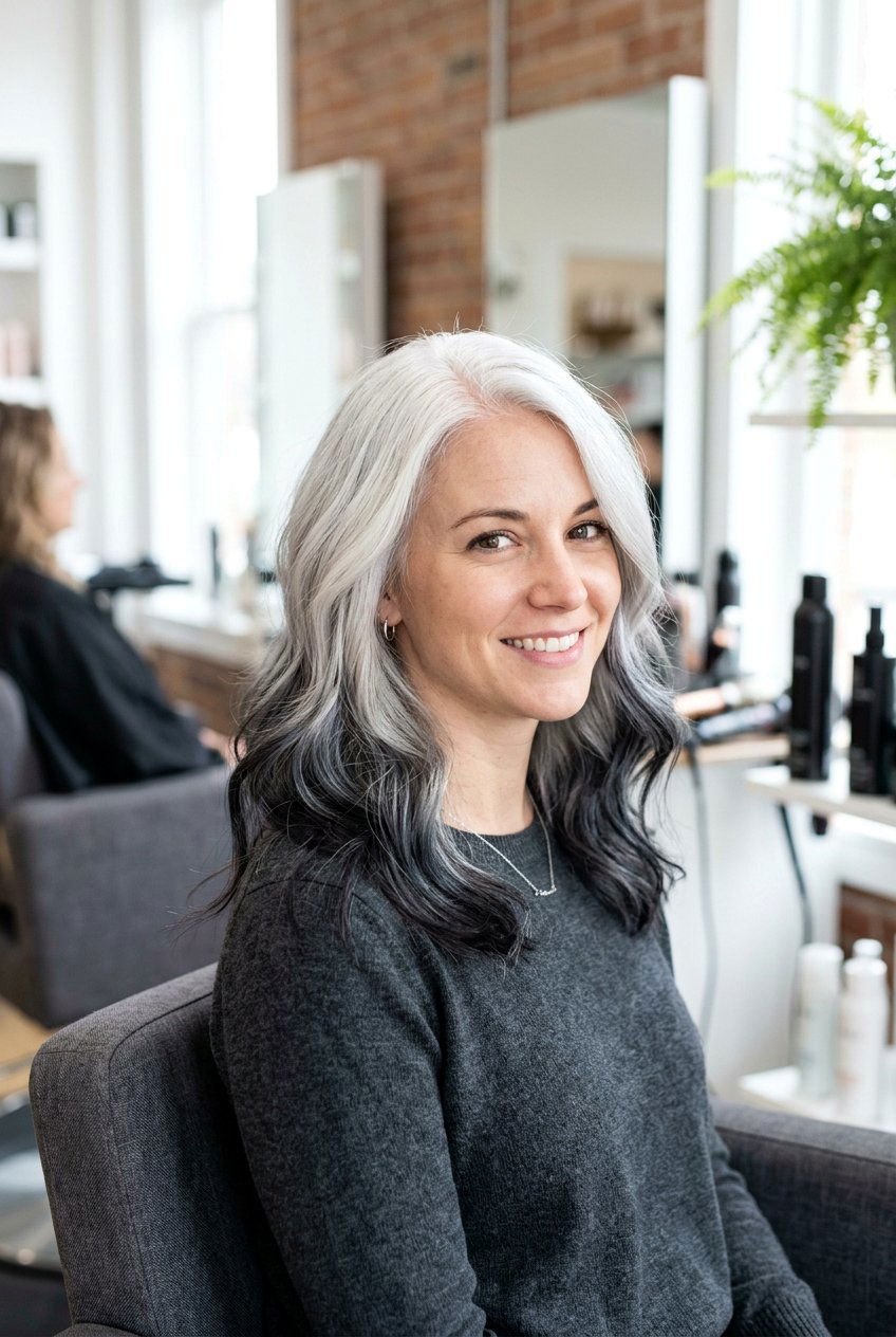 White To Charcoal Reverse Ombre - 20 reverse ombre hair - 20 reverse ombre hair