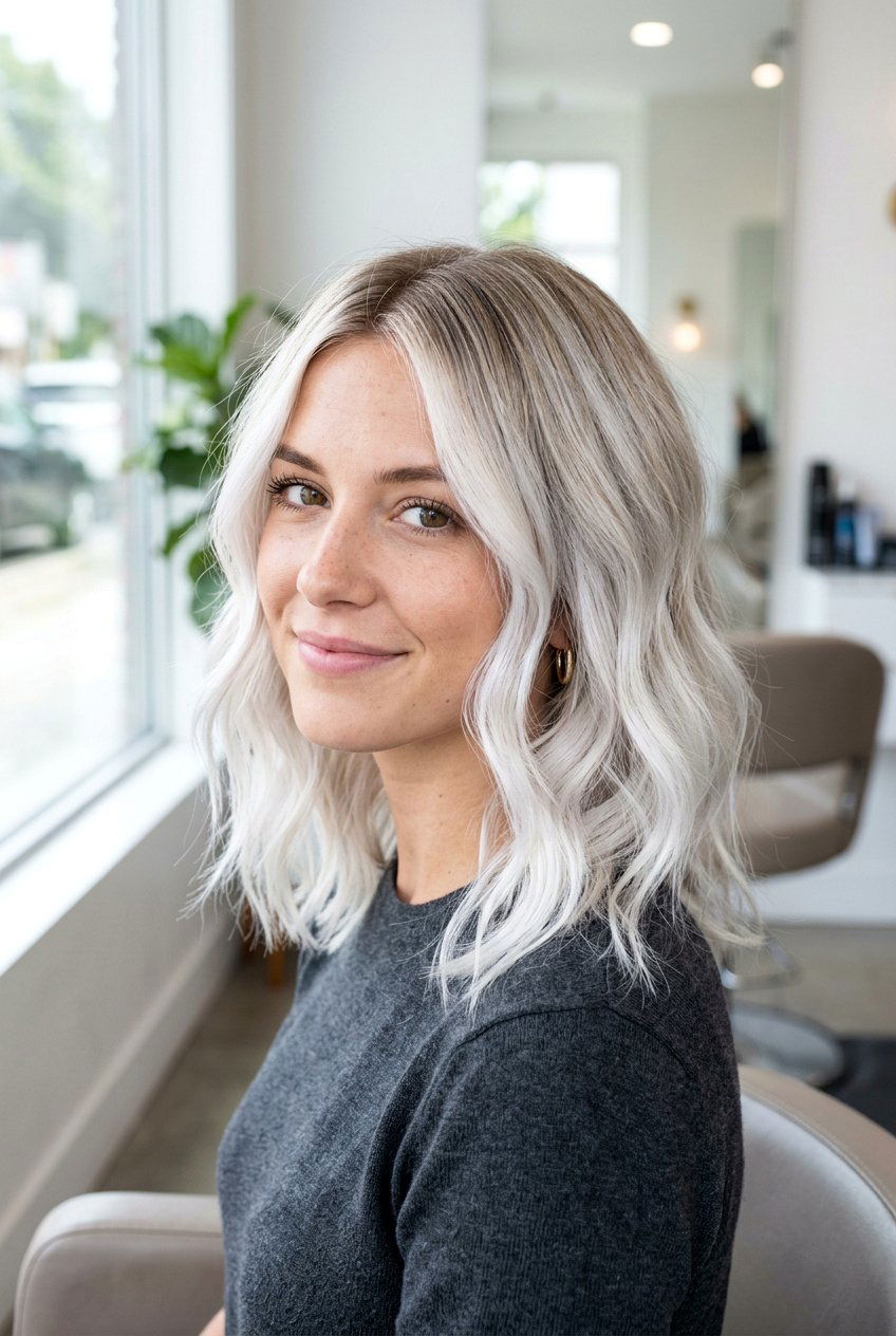 White blonde balayage lob - 20 balayage for short hair - 20 balayage for short hair