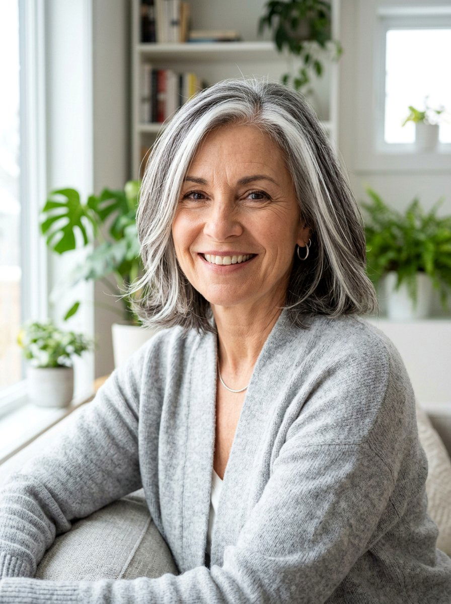 White highlights on natural salt and pepper hair - 20 salt and pepper highlight ideas - 20 salt and pepper highlight ideas