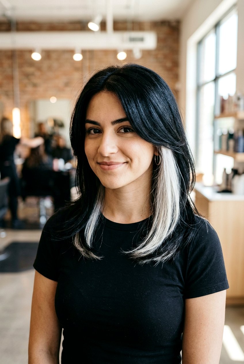 White peekaboo on dark hair - 20 peekaboo hair color - 20 peekaboo hair color