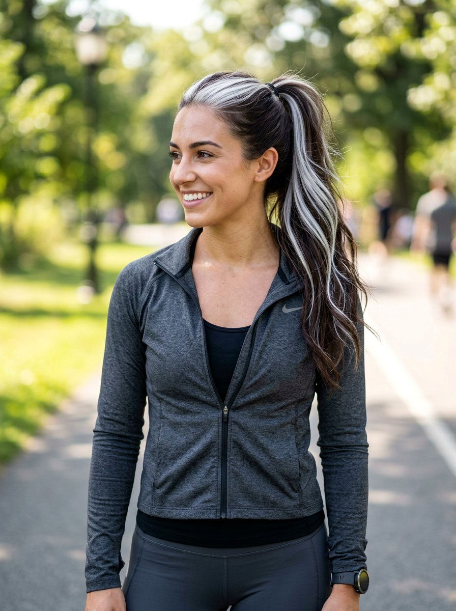 White silver streaks brown hair - 20 silver streaks on brunette hair - 20 silver streaks on brunette hair