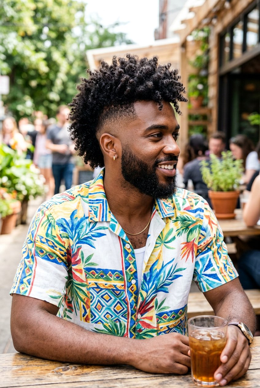 Wide Burst Fade Curly Mohawk - 20 burst fade mohawk men curly hair - 20 burst fade mohawk men curly hair