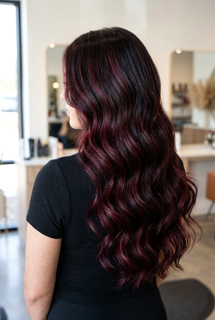 Wine Burgundy Balayage - 20 burgundy balayage on dark hair - 20 burgundy balayage on dark hair