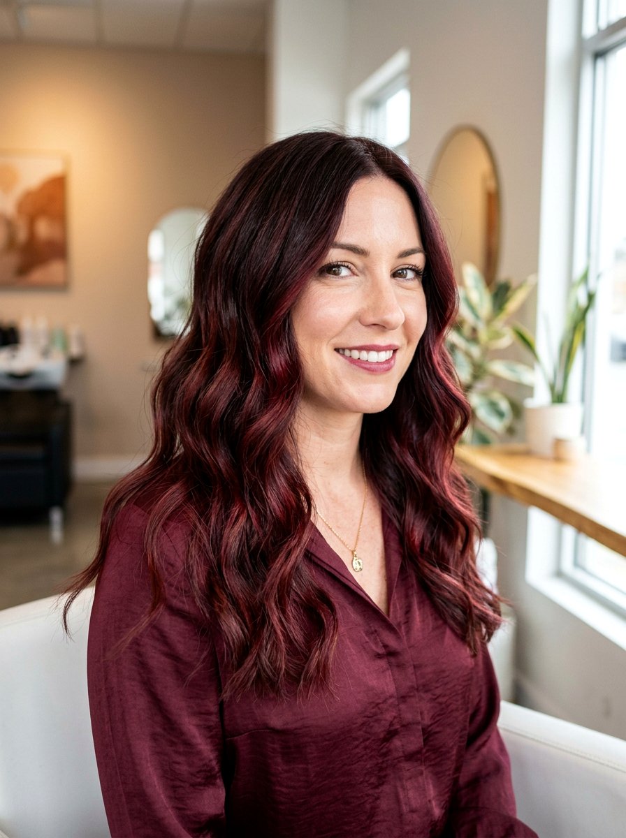 Wine Red Balayage on Brunette Hair - 20 ruby balayage on brunette hair - 20 ruby balayage on brunette hair