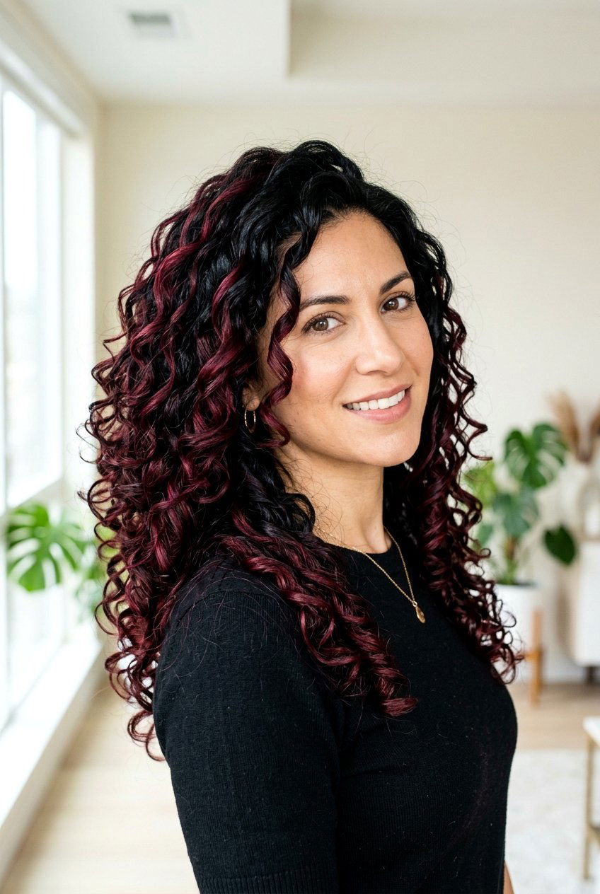 Wine Red Highlights Black Hair - 20 black hair with red highlights - 20 black hair with red highlights