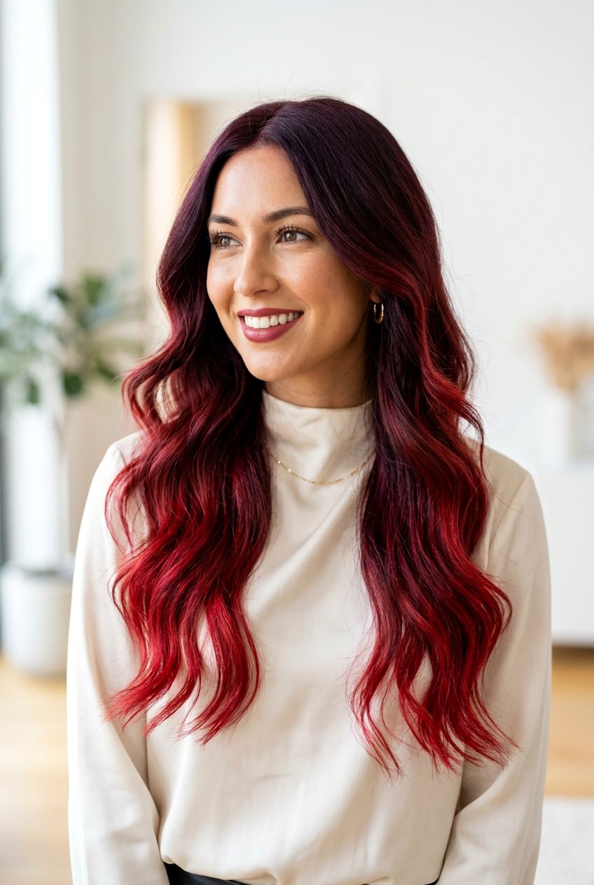 Wine to Velvet Red Ombre - 20 velvet red hair color - 20 velvet red hair color