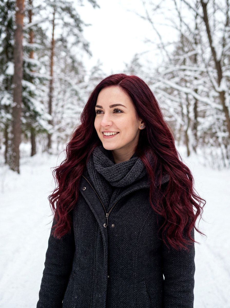 Winter Deep Burgundy Red Hair - 20 seasonal hair color ideas for redheads - 20 seasonal hair color ideas for redheads
