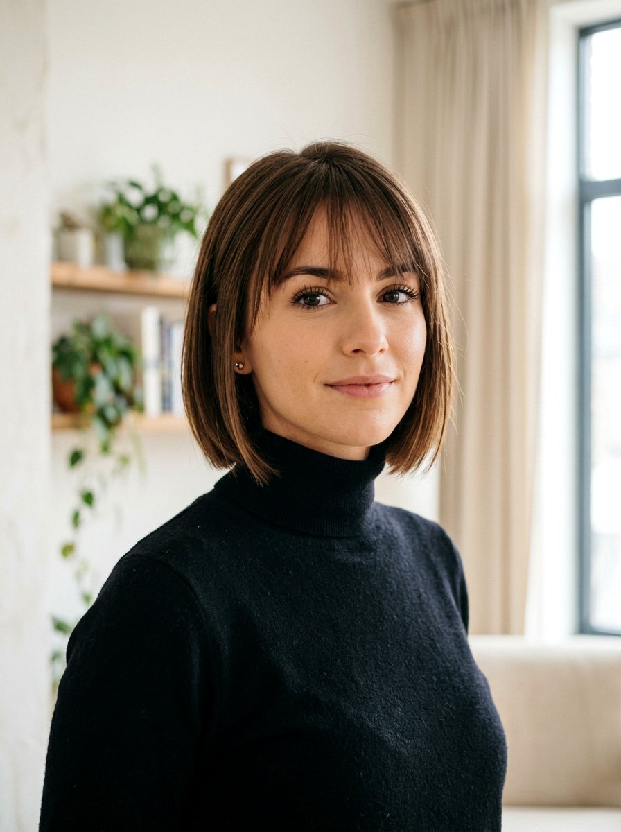 Wispy Bangs Bob Haircut - 20 hairstyle to balance long forehead - 20 hairstyle to balance long forehead