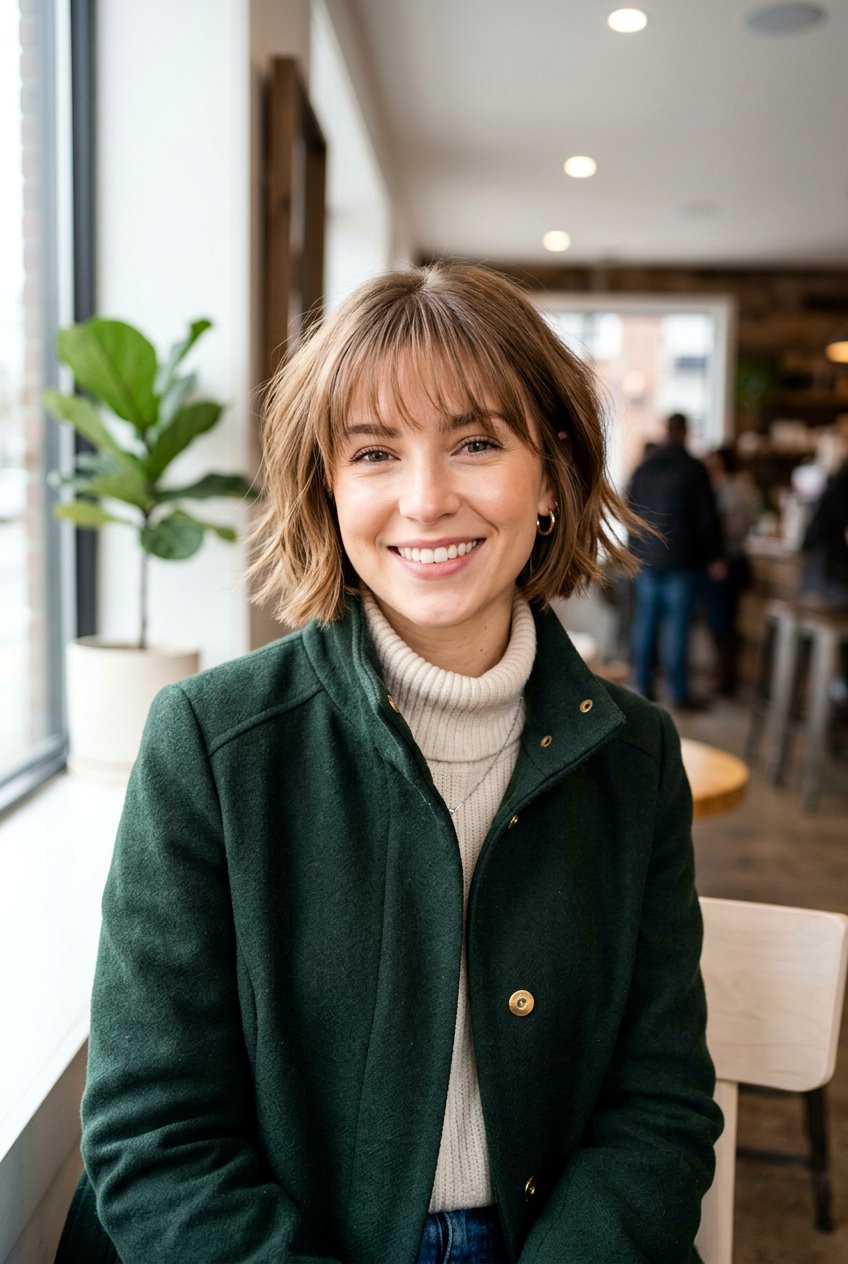 Wispy Bangs Bob - 20 winter haircut ideas for women - 20 winter haircut ideas for women