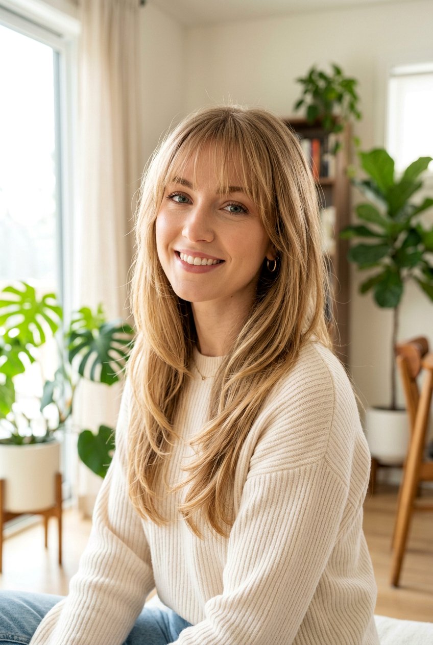 Wispy Bangs With Layers - 20 haircuts for square face shape - 20 haircuts for square face shape