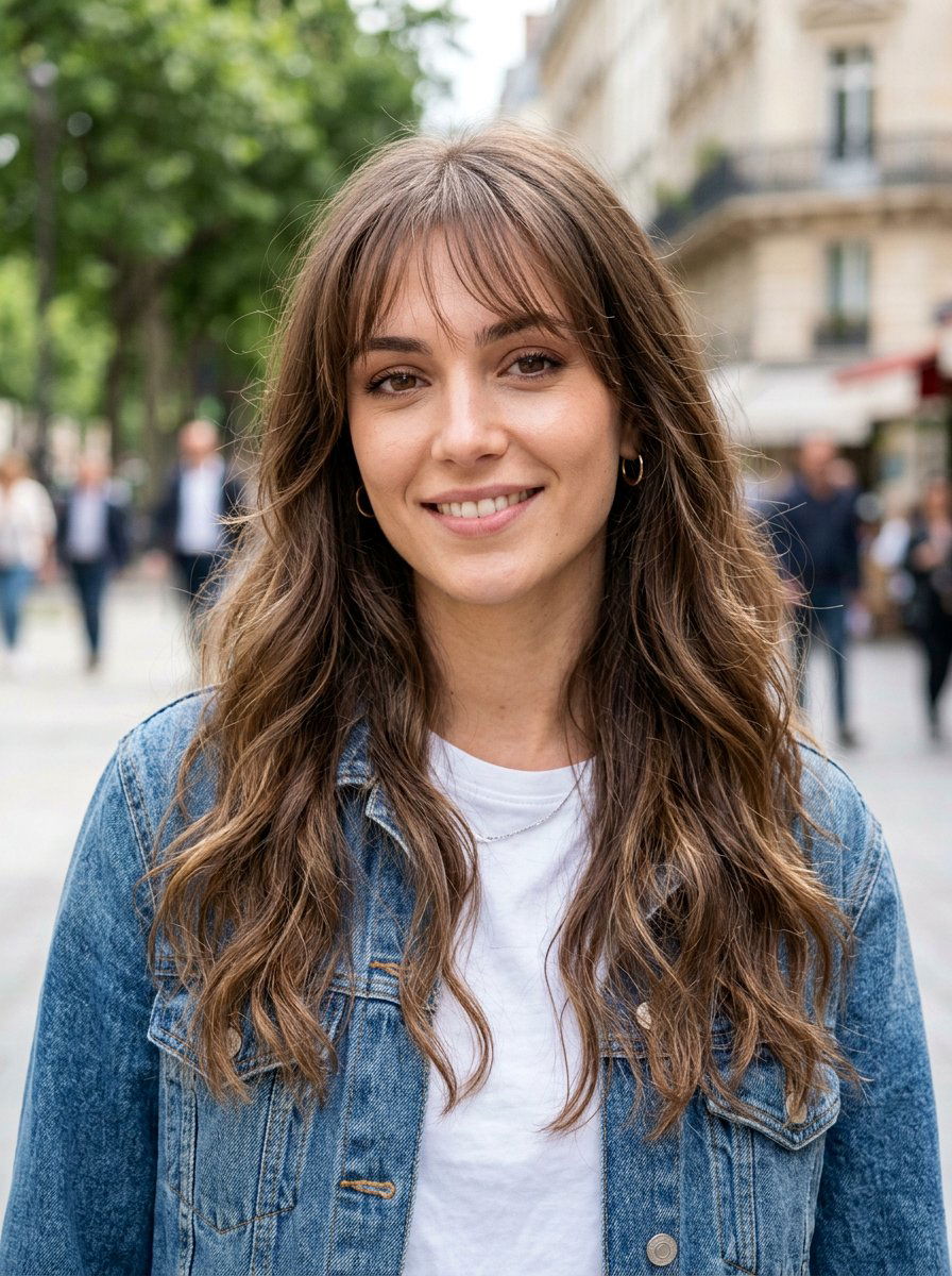 Wispy Bangs With Long Hair - 20 hairstyle to reduce width of face - 20 hairstyle to reduce width of face