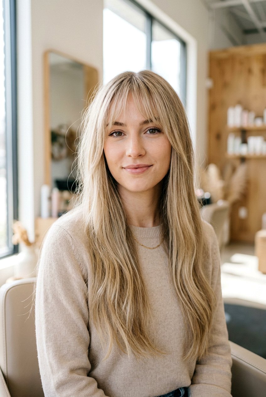 Wispy Bangs With Long Hair - 20 haircuts for heart shaped face - 20 haircuts for heart shaped face