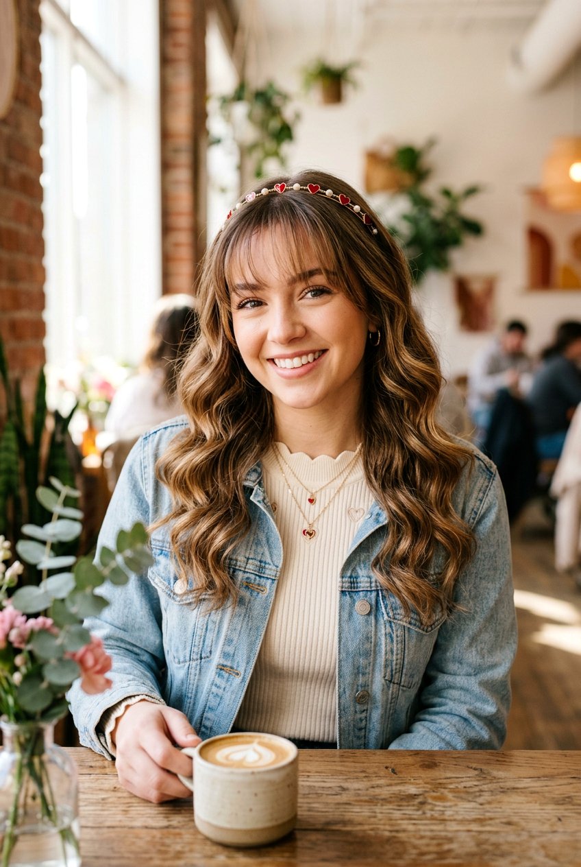 Wispy Bangs With Valentine Waves - 20 valentine hairstyles for girls - 20 valentine hairstyles for girls