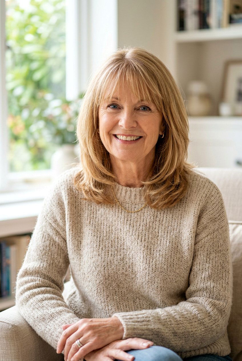 Wispy Bangs with Shoulder Length Cut - 20 youthful hairstyles for women over 60 - 20 youthful hairstyles for women over 60