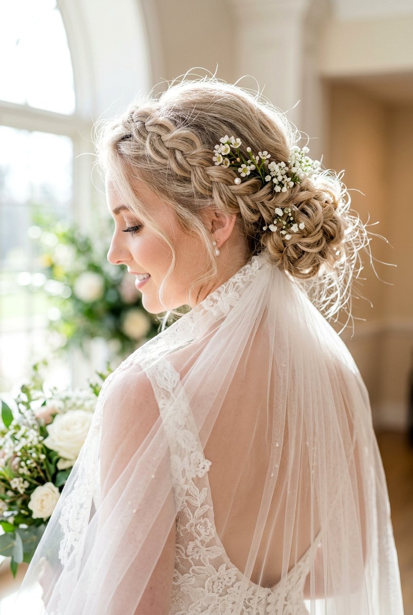 Wispy Braided Crown - 20 boho bridal updo for long hair - 20 boho bridal updo for long hair